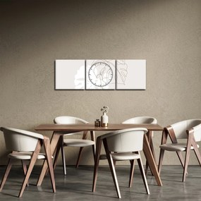 Tablou - Linia de artă monstera N⁰2 (cu ceas) (90x30 cm)