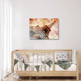 Tablou pe sticlă - Turnul Eiffel în stil vintage (70x50 cm)