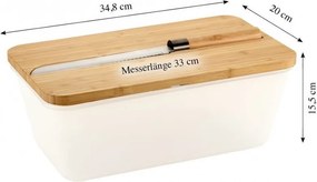 Cutie pentru paine cu taietor si cutit 3in1 Kesper 58480, Bambus, Mat