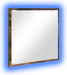vidaXL Oglindă de baie cu LED Stejar fumuriu 40 x 37 x 8.5 cm