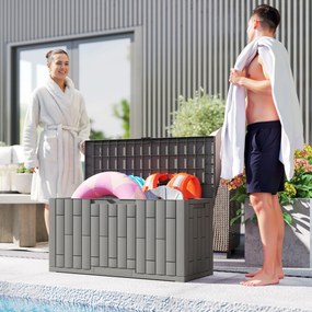 Outsunny Ladă de Depozitare pentru Grădină 227L din Rășină Rezistentă la Apă și UV cu Închidere, 106,5x43x54,5 cm, Gri | Aosom Romania