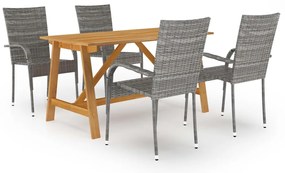 vidaXL Set mobilier de grădină, 5 piese, gri