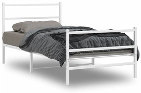 355427 vidaXL Cadru de pat metalic cu tăblie de cap/picioare  alb, 100x200 cm