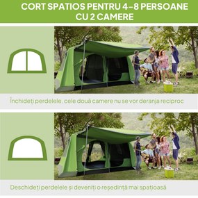 Outsunny Cort pentru Camping cu Veranda 8 Persoane 405×305×225cm | Aosom Romania