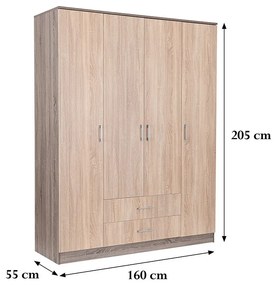Dulap Miami 160x205 cm stejar Sonoma-stejar York