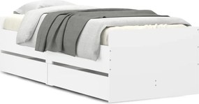 vidaXL Cadru de pat cu sertare, alb, 100x200 cm