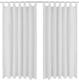 Draperii micro-satin cu bride, 2 buc., 140 x 225 cm, alb