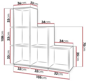 Bibliotecă TRIO 108x105 cm alb