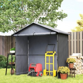 Outsunny Cort Garaj cu Intrare Rulabilă, Corzi și Țăruși, 1.1x2 m, Gri Închis | Aosom Romania