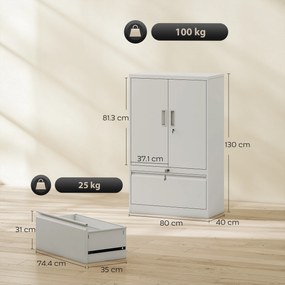 HOMCOM Dulap pentru Birou cu Raft Interior Reglabil și Sertar Alb | Aosom Romania