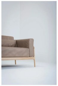 Canapea din piele bovină cu structură din lemn masiv de stejar Gazzda Fawn, 240 cm, maro deschis