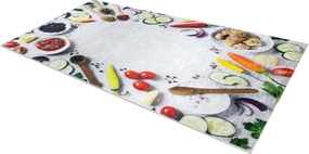 ANDRE 33580 covor lavabil Condimente, legume bucatarie, anti-alunecare - argint / verde