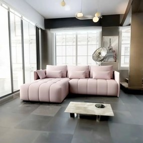 Colțar extensibil dumonde cu ladă de depozitare si sezut confortabil din spuma high-density, Malta Enjoy Flamingo 235x185 cm