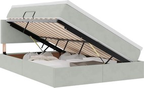 vidaXL Pat cu storage cu saltea Gri deschis 140 x 190 cm Catifea