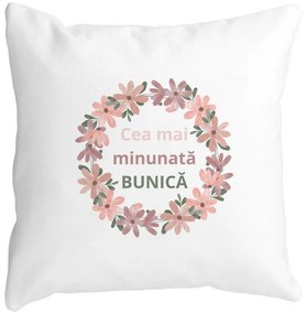 Perna Decorativa pentru Bunica 7, 40x40 cm, Alba, Mata, Husa Detasabila, Burduf