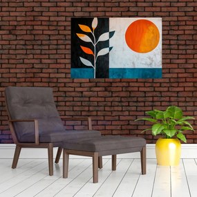Tablou - Abstracție cu plantă și soare (90x60 cm)