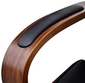 Scaun de birou rotativ, tetiera piele ecologica si lemn curbat 1, negru si maro
