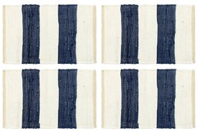 Naproane, 4 buc., chindi, albastru  alb in dungi, 30 x 45 cm 4, stripe blue and white