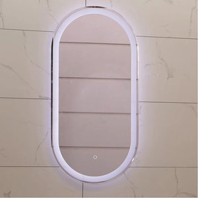 Oglinda cu iluminare LED cu functie dezaburire Inter Ceramic 40x80 cm ovala crom lucios