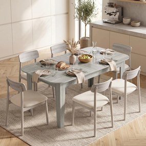 HOMCOM Masă Ovală Extensibilă pentru Dining, 140-180 cm, Gri Efect Lemn | Aosom Romania