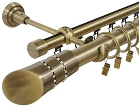 Galerie dubla diva , teava neteda si profil,grosime 25 si 19mm, aur antic (Alege marime: 140 cm)