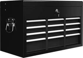 HOMCOM Comodă pentru Scule Portabilă, Cutie Metalică cu Carcasă Superioară și Glisiere pe Rulmenți cu Bile, 60x26x34 cm, Negru | Aosom Romania