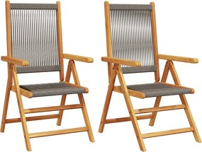 vidaXL Scaune grădină 2 buc. gri, lemn masiv acacia și polipropilenă