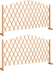 Outsunny Gard de delimitare Set 2 grilaje tip foarfecă extensibile, barieră autoportantă cu picioare 180 x 30 x 103 cm Maro | Aosom Romania