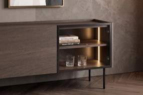 Comodă TV Dunari 220 cm cu picioare metalice - stejar dunin