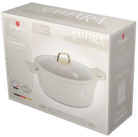 Oală cu capac 28 cm, 6.6L – Berlinger Haus Sahara Collection BH 7788, crem, cu mânere silicon, gătit sănătos, compatibilă inducție