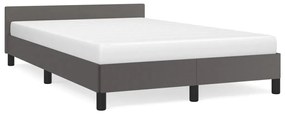 347493 vidaXL Cadru de pat cu tăblie, gri, 120x200 cm, piele ecologică