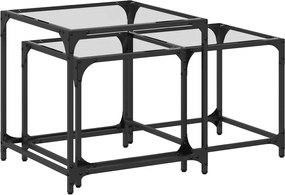 vidaXL Măsuțe de cafea suprapuse 2 buc. blat sticlă transparentă, oțel