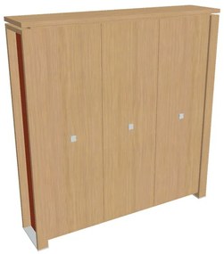 Dulap înalt pentru haine Verno+ S 200 x 46 x 210 cm, stejar deschis / portocaliu
