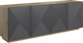 Comodă Asha 200 cm cu 4 uși - artisan / rivier stone mat