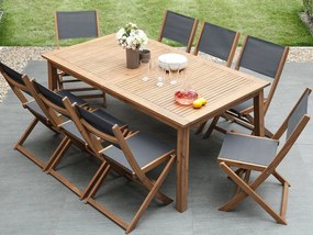 Set de masă pentru grădină Cessi (lemne deschis) (cu 2 șezlonguri). 1011681