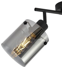 Spot de tavan negru de design cu sticlă fumurie cu 2 lumini - Domo