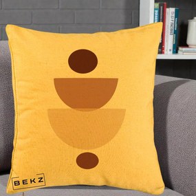 Perna Decorativa Geometric Boho Balance, 40x40 cm, Galben, Husa Detasabila, Perna Inclusa, BEKZ®