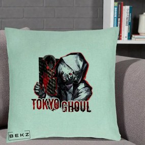 Perna Personalizata Tokyo Ghoul Ken Kaneki Anime, 40x40 cm, Verde Menta, Husa Detasabila, Perna Inclusa, BEKZ®