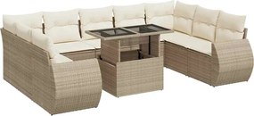 vidaXL Set canapele de grădină cu perne, 10 piese, bej, poliratan
