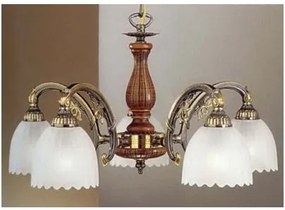 Candelabru 5 brate design italian din alama cu lemn 3950