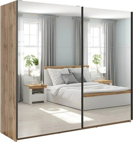 Dressing TETRIX, stejar wotan, PAL, cu 2 usi si oglinzi, 220x60x196 cm