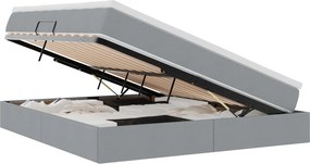 vidaXL Pat cu saltea și spațiu de depozitare Gri deschis 180 x 200 cm