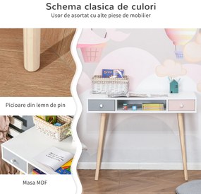 HOMCOM Birou cu sertare pentru copii, Camera copii MDF, 100x48x76.5 cm, Multicolor