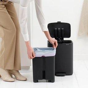 Cos de gunoi Brabantia Bo Pedal 1010133, 12 L, Inchidere usoara, Baza antiderapanta, Acoperire minerala, Gri inchis