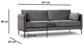 Canapea trei locuri Sinarella (gri + negru). 1106715