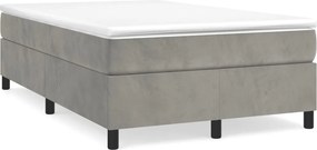 vidaXL Pat box spring cu saltea, gri deschis, 120x200 cm, catifea