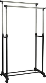 Stander haine OLIVER, negru/crom, metal/plastic, 80x43x150 cm