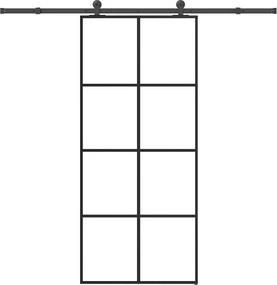 vidaXL Ușă glisantă cu set feronerie, 90x205 cm, sticlă ESG/aluminiu