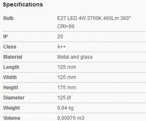 Bec GLOBO FILAMENTO LED E27 4W 2700K 17423