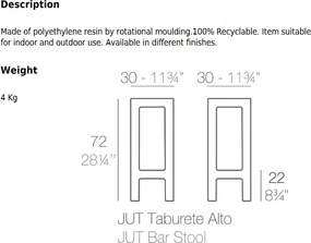Scaun de bar exterior / interior design modern premium JUT BAR STOOL 44412 Vondom